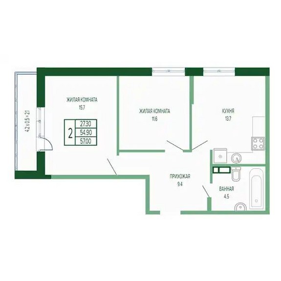 2-комнатная квартира (Литер 6)