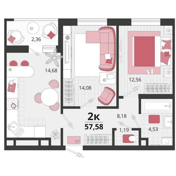 2-комнатная квартира (Литер 25)
