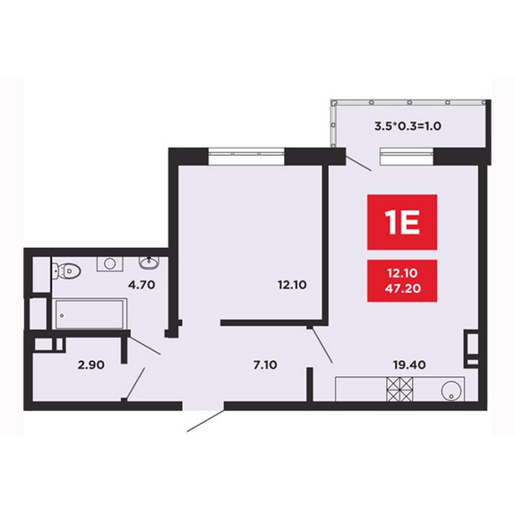 1-комнатная квартира (Литер 13)