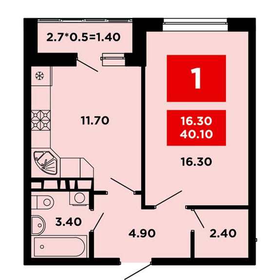 1-комнатная квартира (Литер 18)