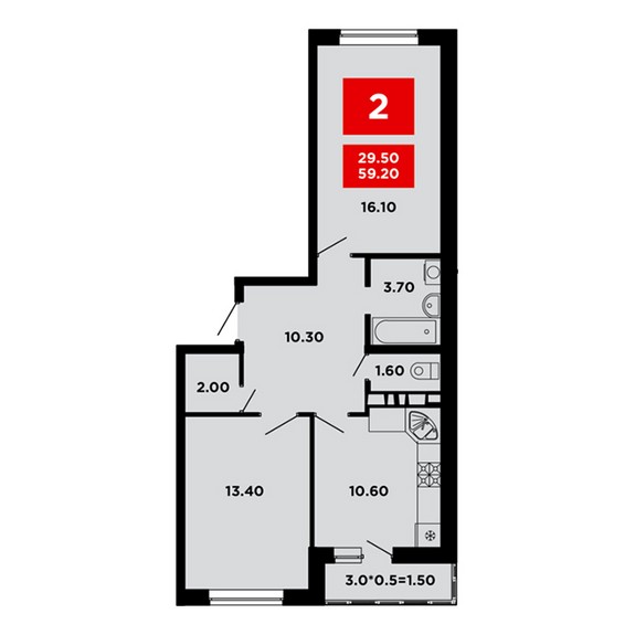 2-комнатная квартира (Литер 18)